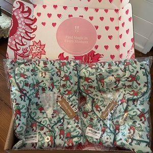 Two pair of Medium 2023 Roller Rabbit Mint Merry Mas Polo pajamas